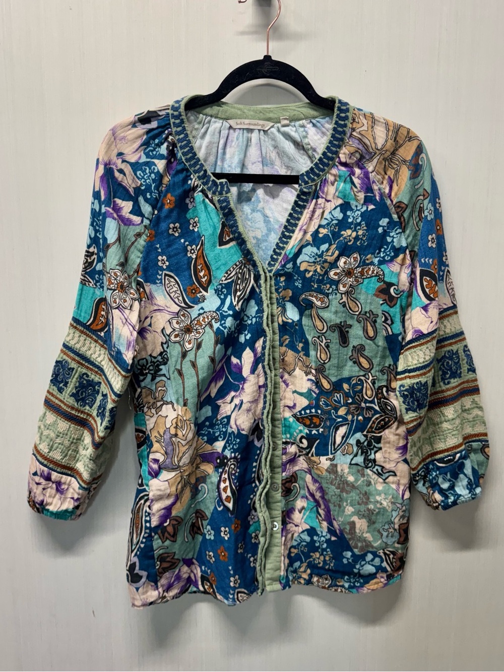 Soft Surroundings Boho Embroidered Blouse